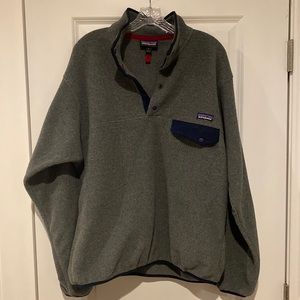 Mens Medium Patagonia Grey/Navy Synchilla Fleece Half Button Up